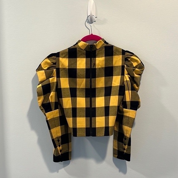 Alice + Olivia “Brenna” check puff sleeve top 2 - Picture 5 of 5